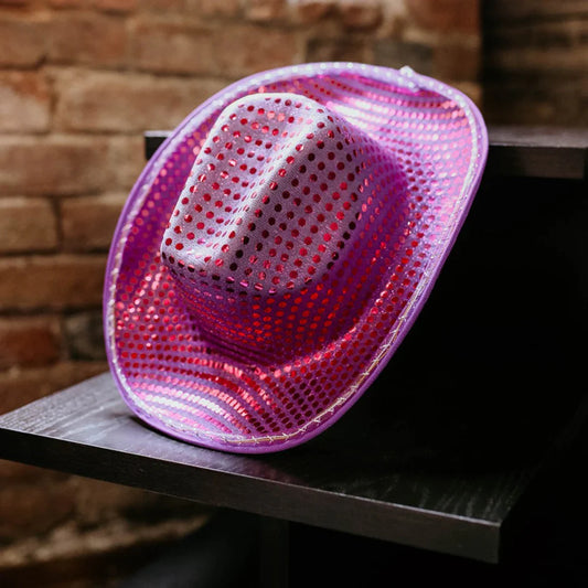 Light-Up Pink Sequin Cowgirl Hat