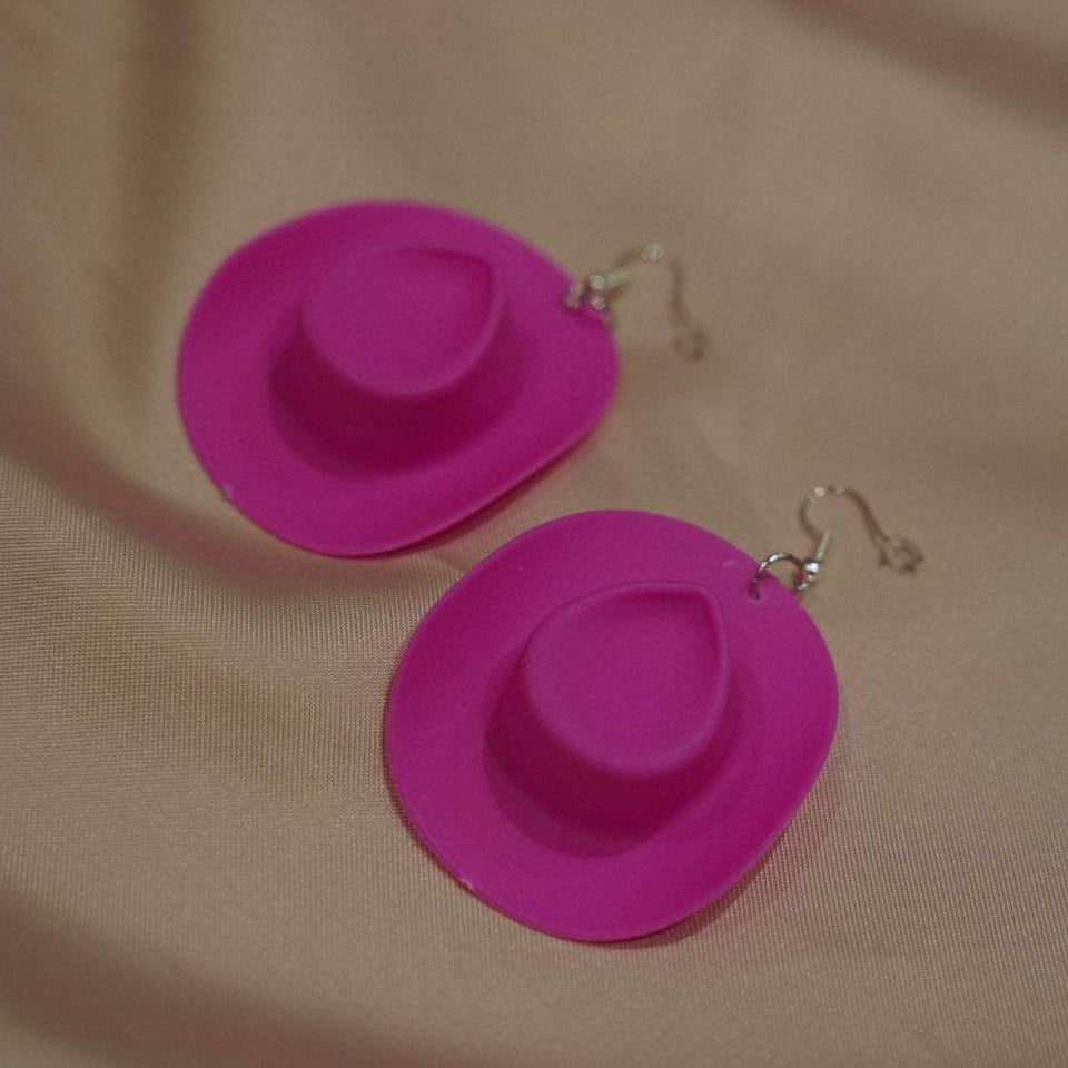 Pink Cowboy Hat Earrings