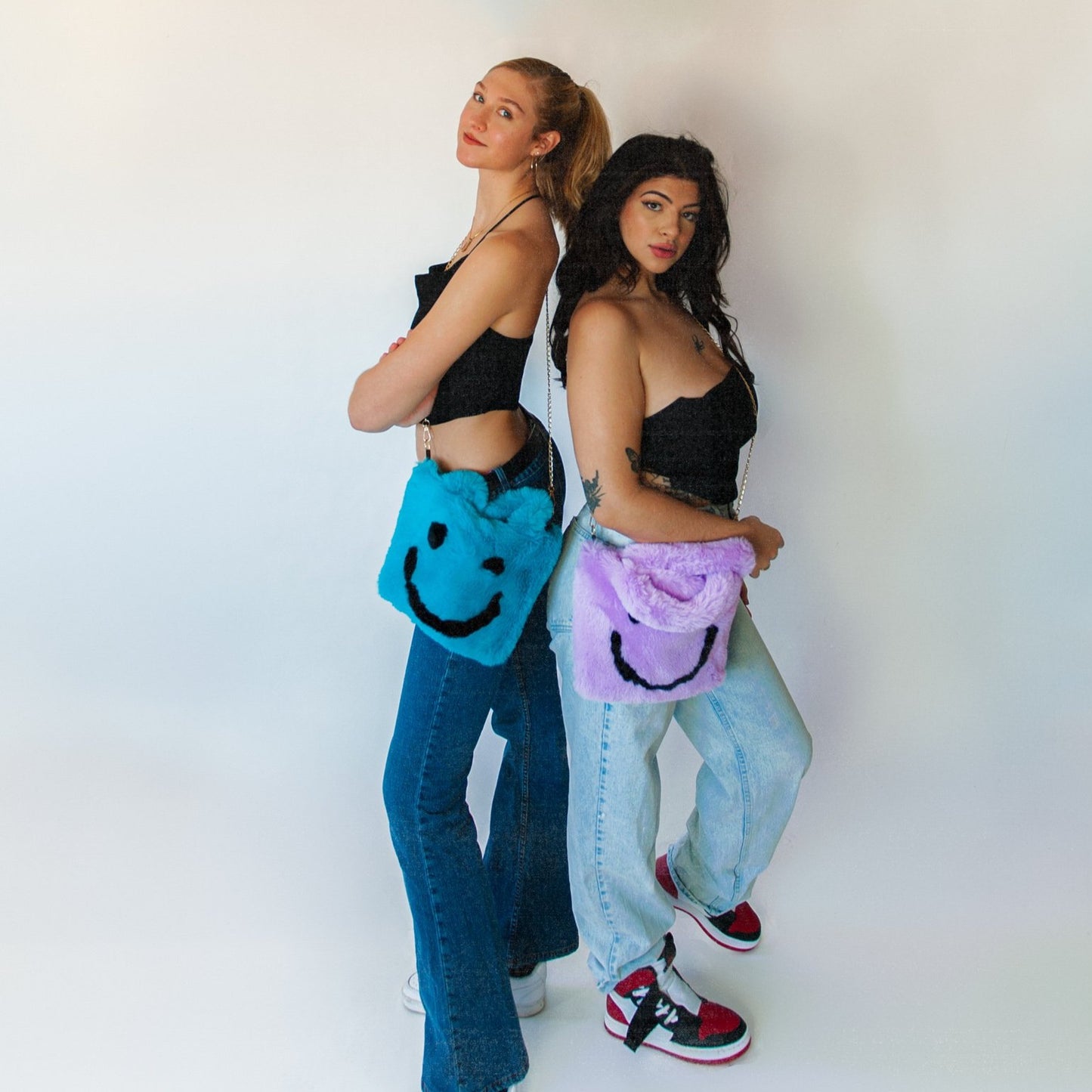 blue smiley cowgirl clutch
