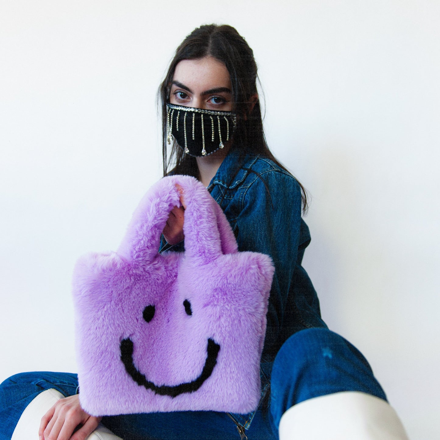 purple smiley cowgirl clutch