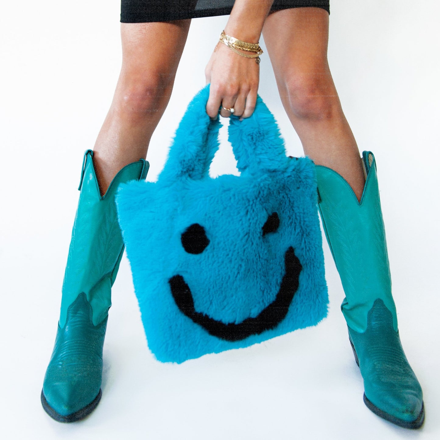 blue smiley cowgirl clutch