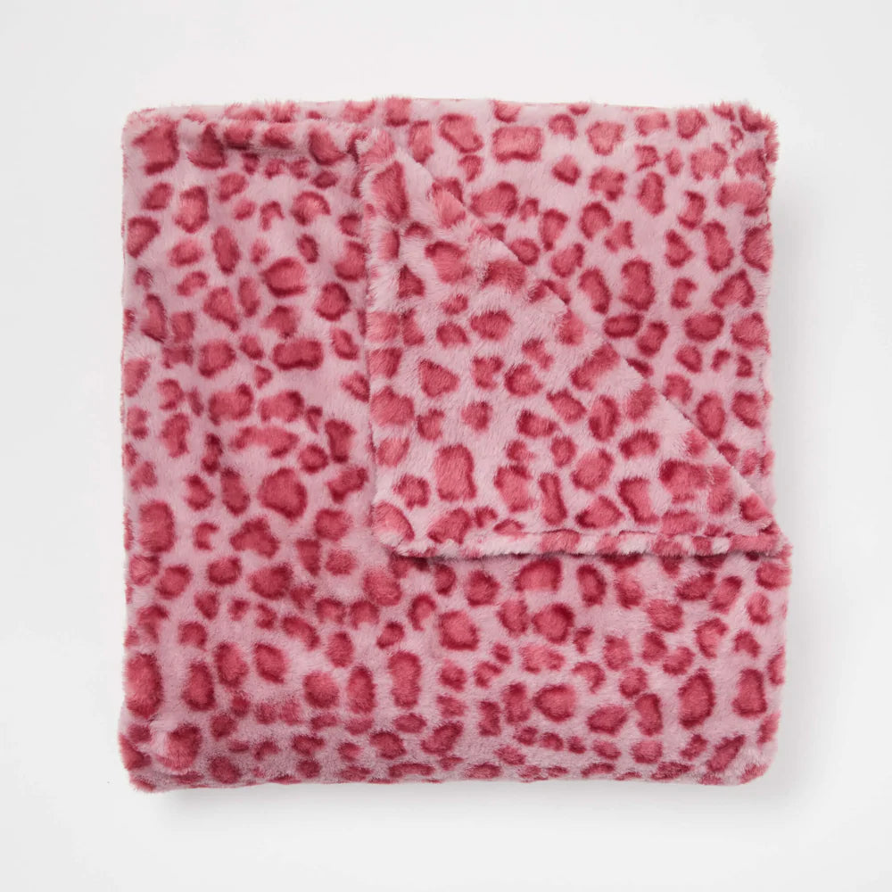 Dormify Pink Leopard Plush Throw Blanket