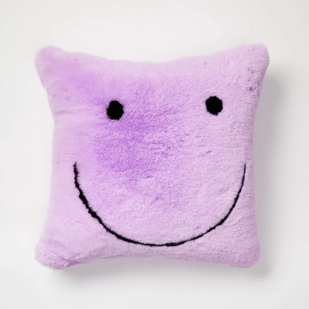 Dormify Purple Smiley Plush Square Pillow Cover