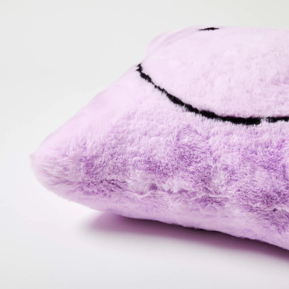 Dormify Purple Smiley Plush Square Pillow Cover