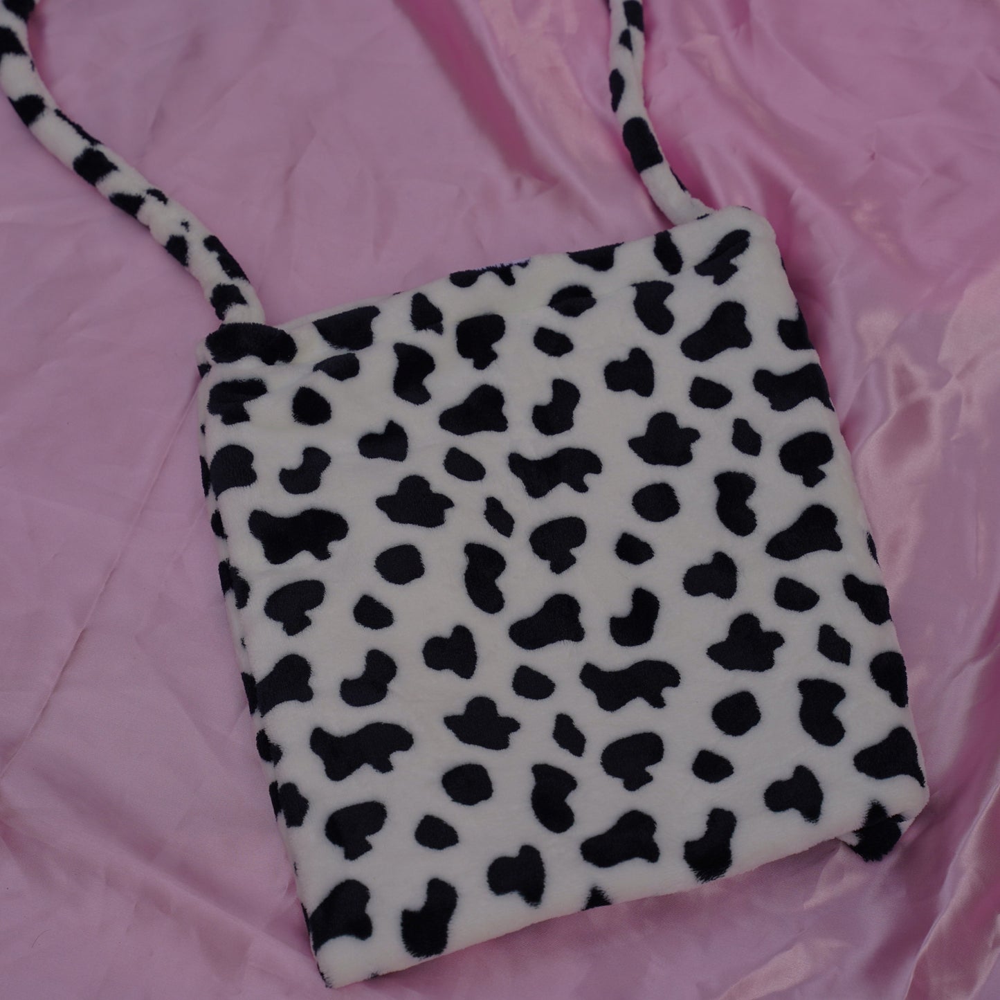 cow print fur tote