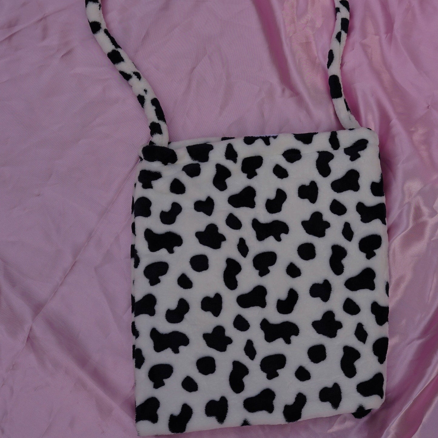 cow print fur tote