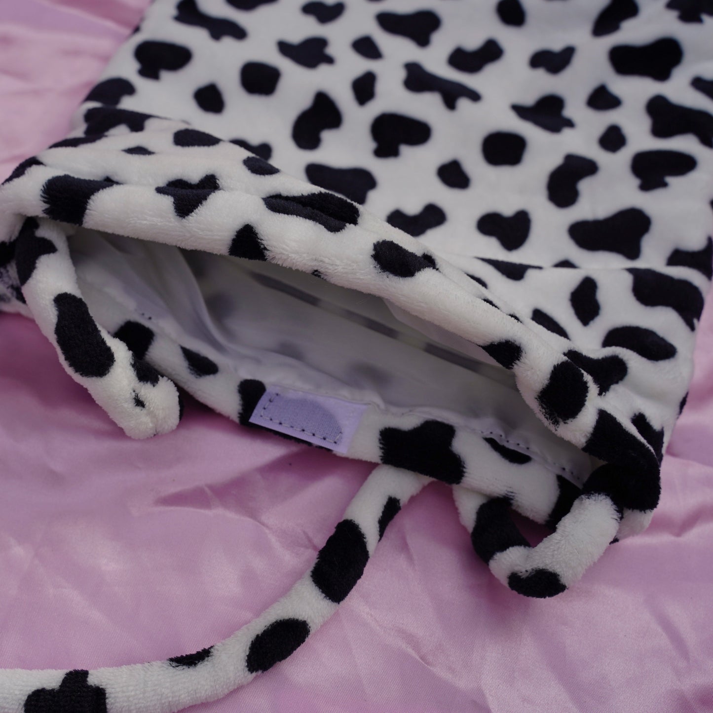 cow print fur tote