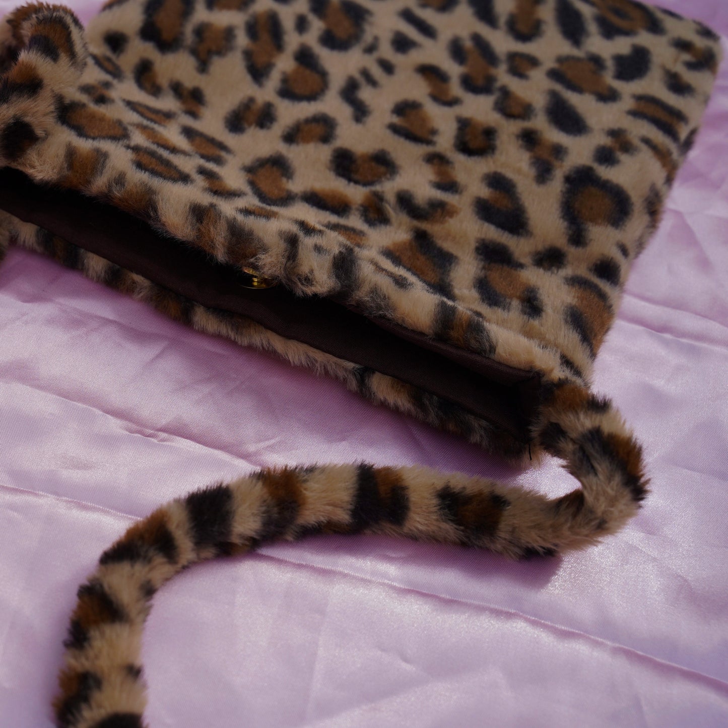brown cheetah fur tote
