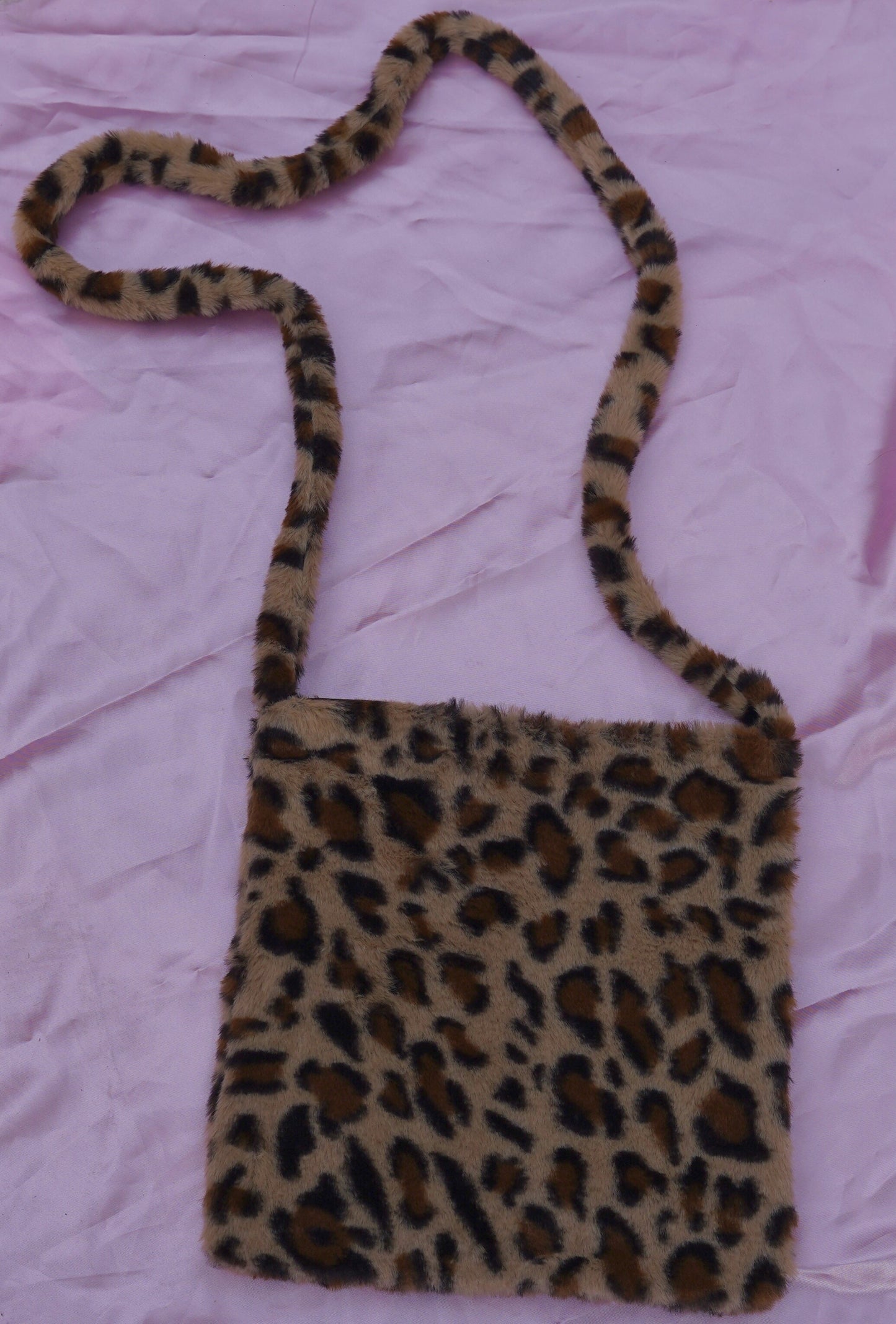 brown cheetah fur tote