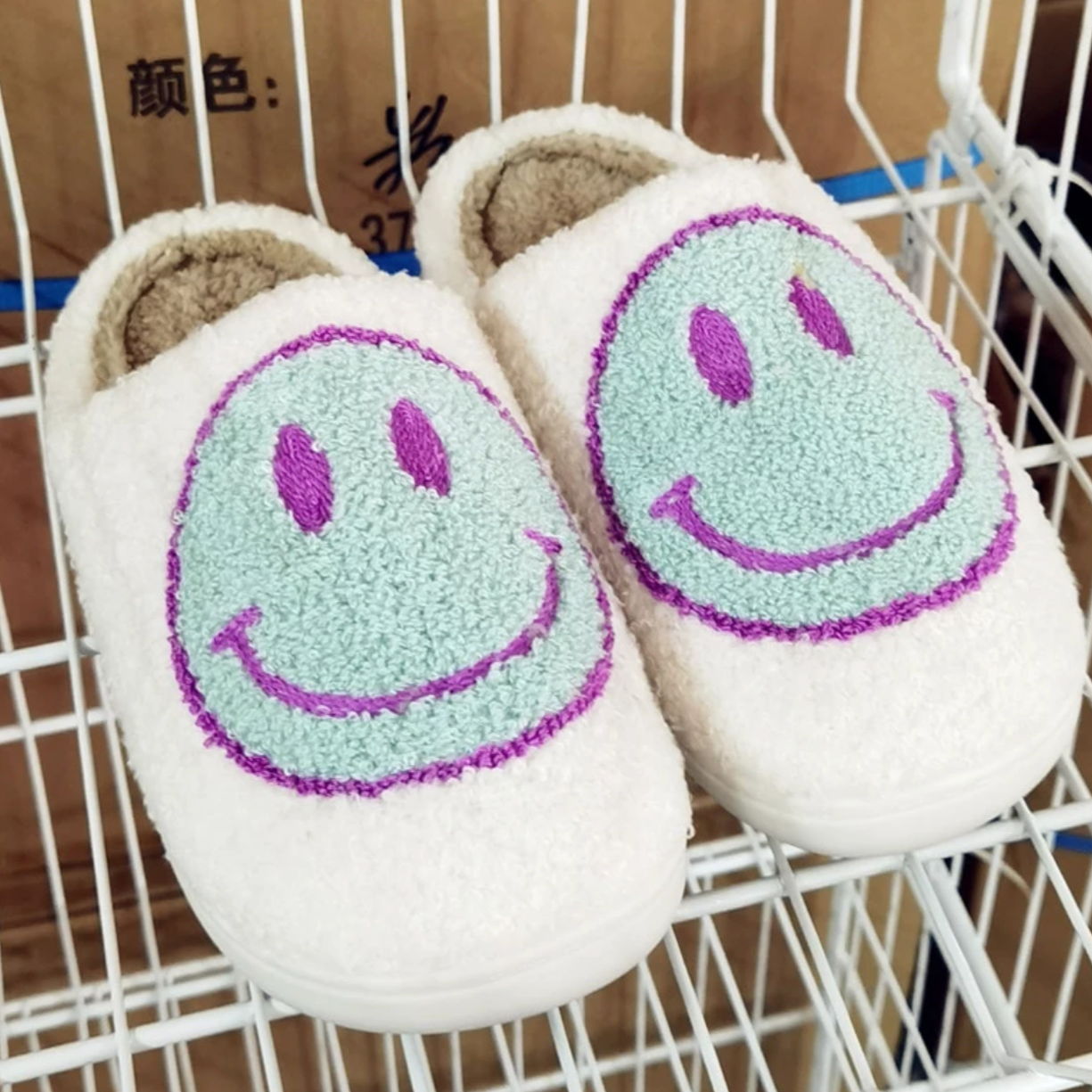 Retro Happy Face Slippers