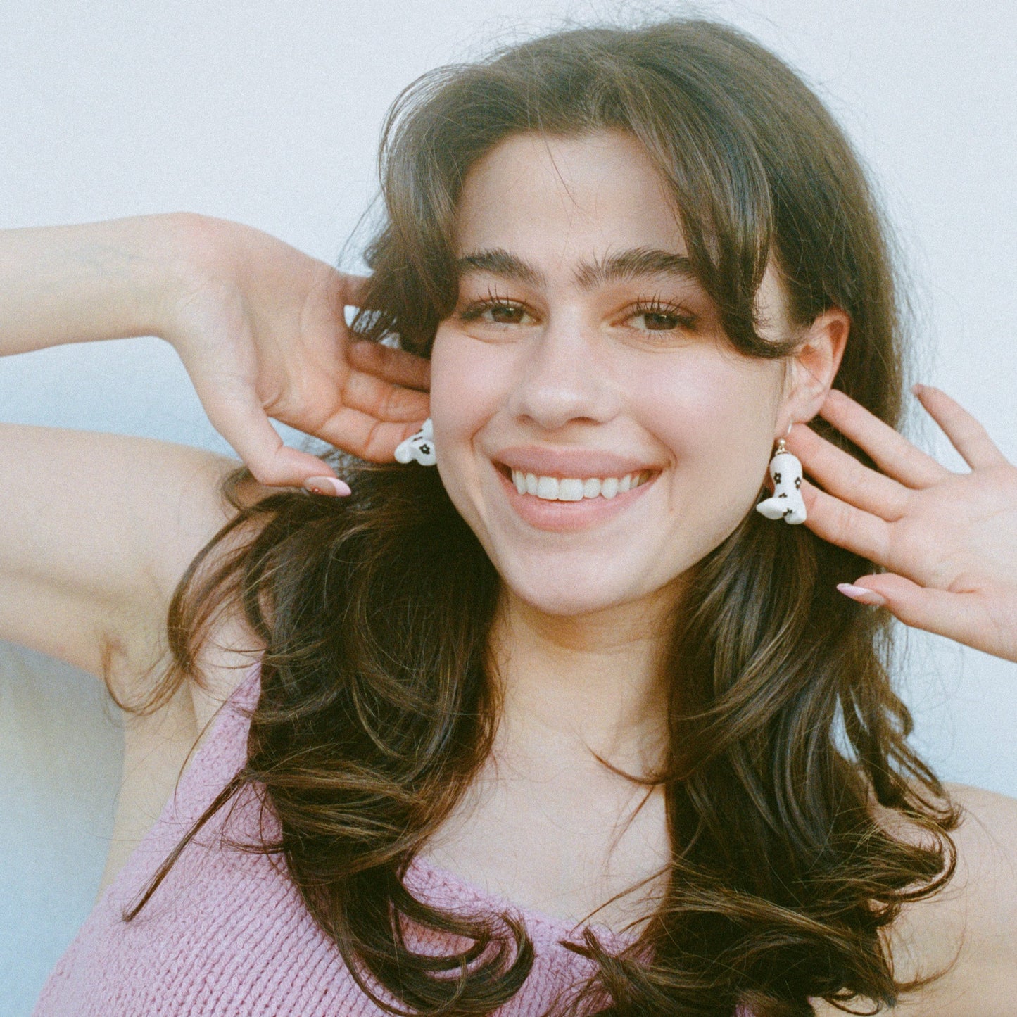 Black & White Daisy Print Cowgirl Boot Earrings