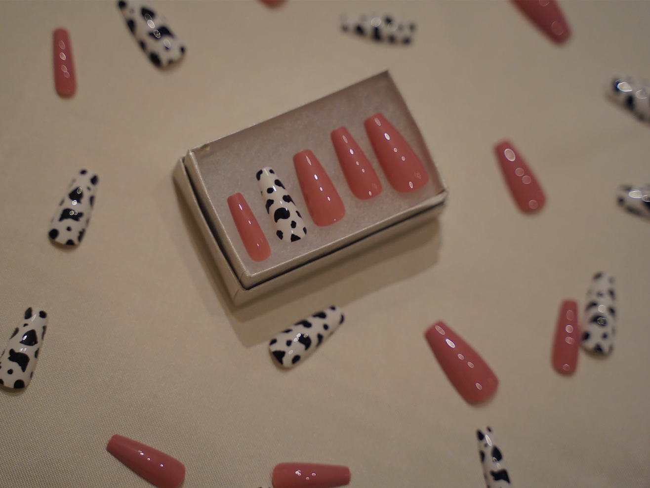 dark rose cow nails