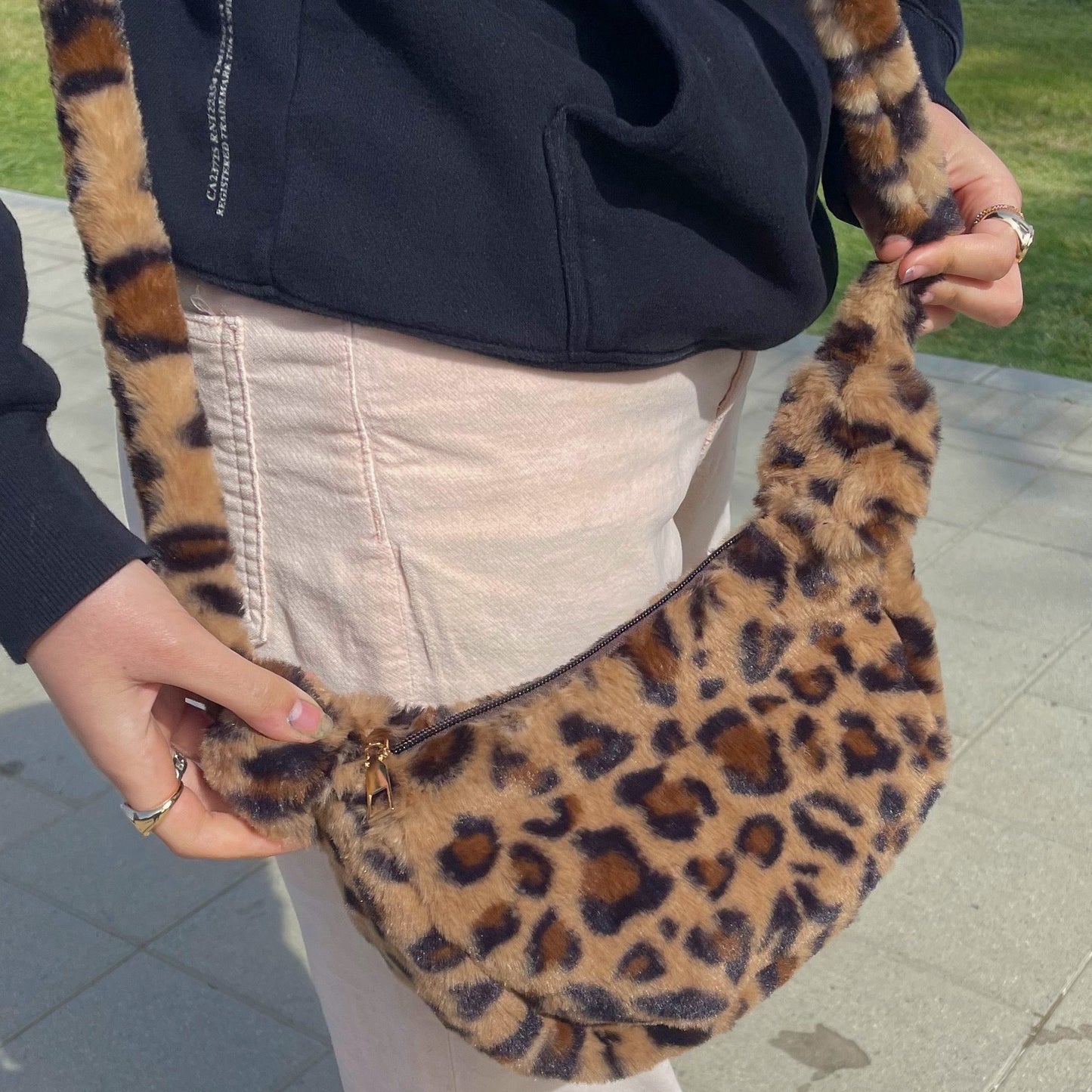 teddy leopard mini tote