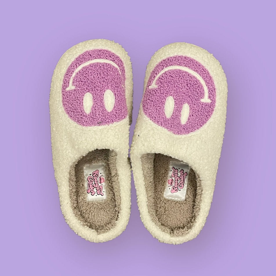 Purple Happy Face Slippers