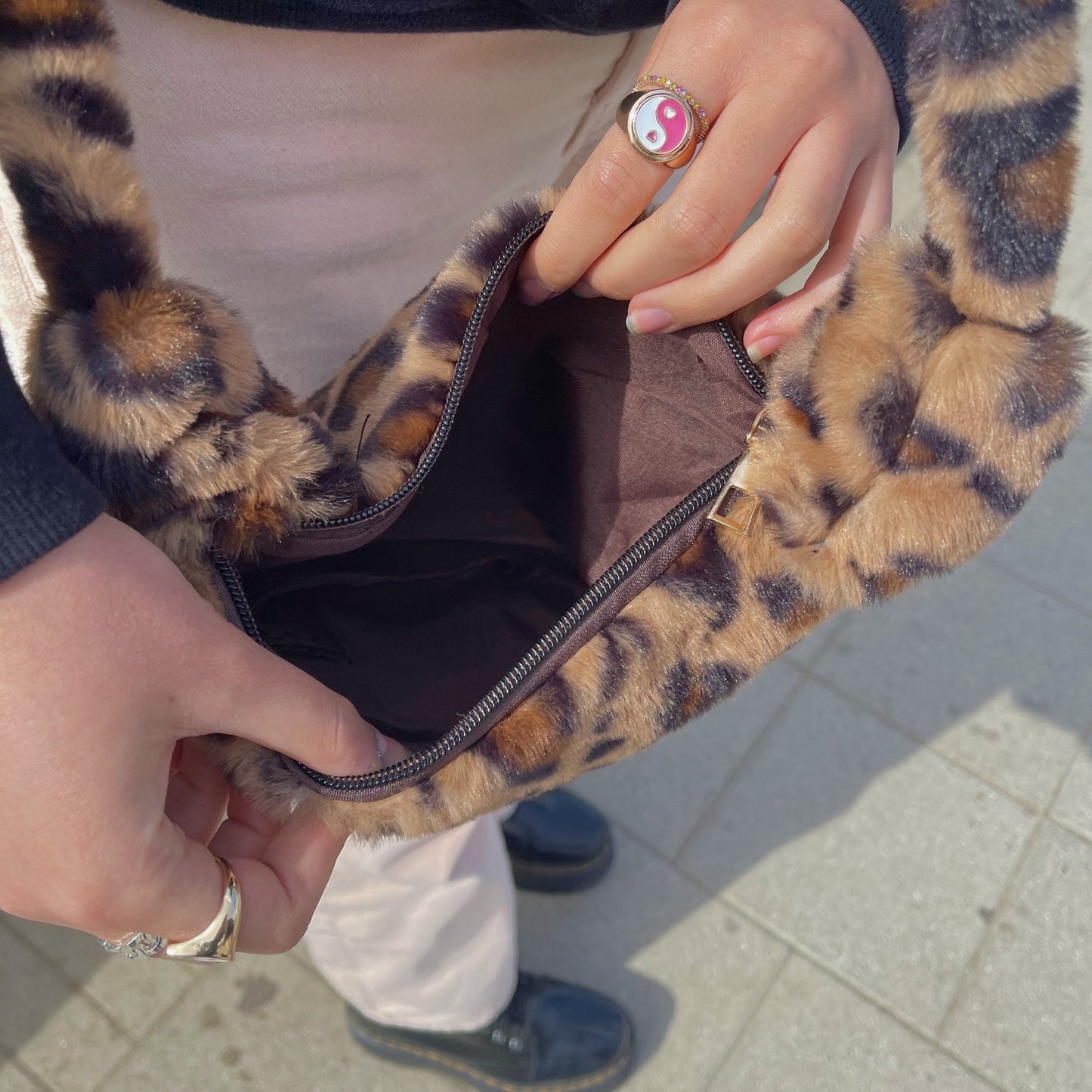 teddy leopard mini tote