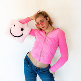 pink smiley cowgirl clutch