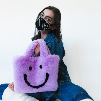 purple smiley cowgirl clutch
