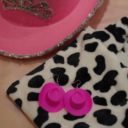 Pink Cowboy Hat Earrings