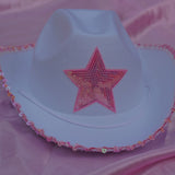 white cowgirl hat with star (the ultimate harry styles fan hat)