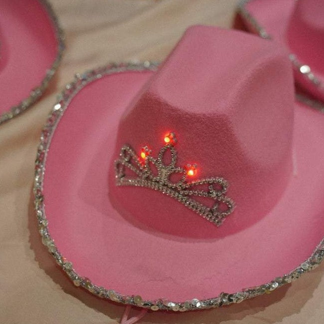 Pink Cowgirl Hat With Tiara - It Lights Up! - Cowgirl Clutch