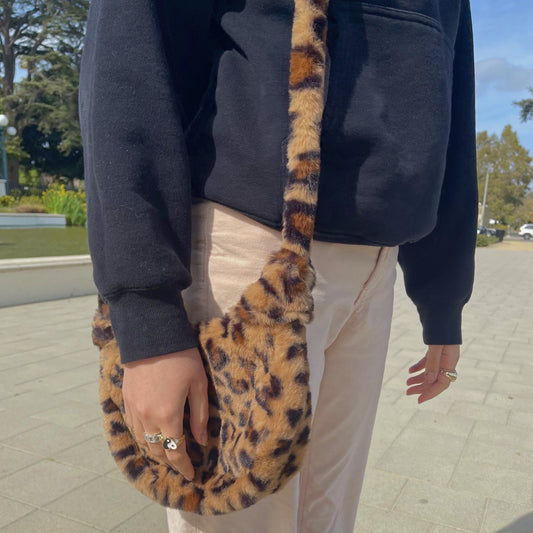 teddy leopard mini tote