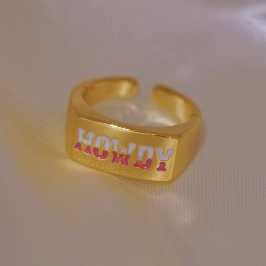 “Howdy” Gold Ring