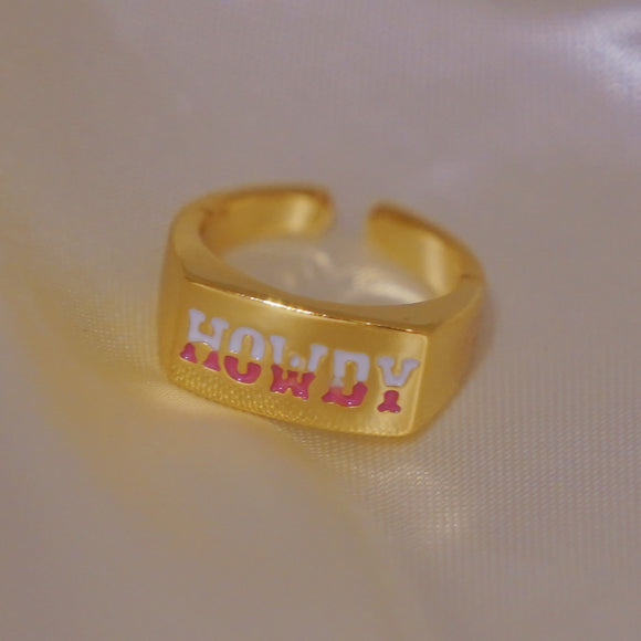 “howdy” gold ring